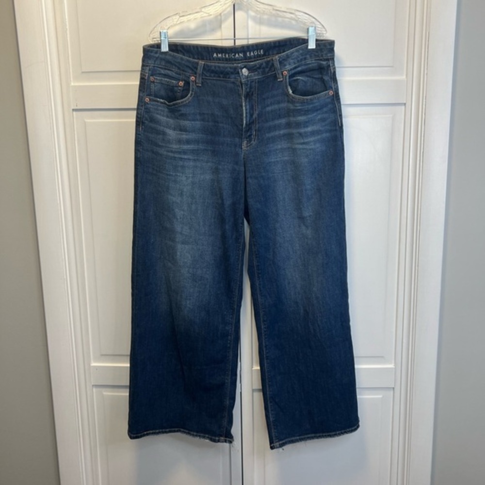 American Eagle Low-Rise Baggy Wide Leg Jeans Size Women’s 12 Color Blue